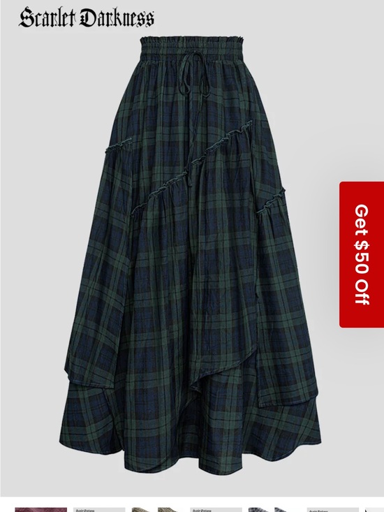 Scarlet Darkness Dresses & Skirts - Scarlet Darkness Renaissance Plaid Maxi Skirt – Asymmetrical Hem – Size Small